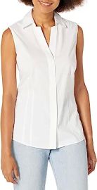 Foxcroft Womens Taylor Sleevless Non Iron Stretch Shirt White 16 One Size at Womens Clothing store at Amazon