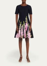 Foxglove Jacquard Knit Short-Sleeve Mini Dress at Bergdorf Goodman