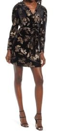 Fraiche By J Floral Print Long Sleeve Faux Wrap Dress at Nordstrom