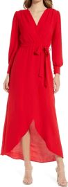 Fraiche by J Wrap Front Long Sleeve Dress at Nordstrom