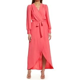 Fraiche by J Wrap Front Long Sleeve Dress at Nordstrom