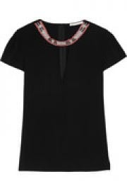 Fraiche embroidered jersey-crepe top at The Outnet