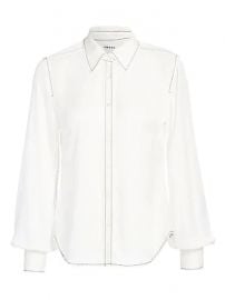 Frame - 70s Contrast Stitch Puff-Sleeve Silk Shirt at Saks Fifth Avenue