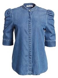 Frame - Joanie Shirred Sleeve Chambray Shirt at Saks Fifth Avenue