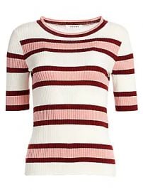 Frame - Panel Stripe Short-Sleeve Wool-Blend Sweater at Saks Fifth Avenue