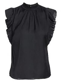 Frame - Pleated Ruffle Top at Saks Fifth Avenue