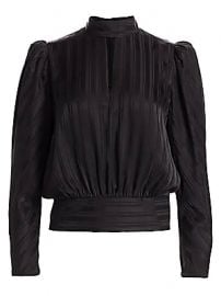 Frame - Puff-Sleeve Jacquard Silk Top at Saks Fifth Avenue