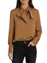 Frame Bowtie Silk Button Down Shirt at Saks Fifth Avenue