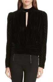 Frame Burnout Stripe Velvet Blouse at Nordstrom