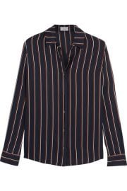 Frame Denim  Le Classic striped washed silk-charmeuse shirt at Net A Porter