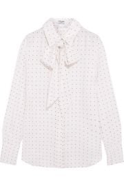 Frame Denim  Le Scarf pussy-bow printed silk-charmeuse shirt at Net A Porter