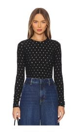 Frame Dotted Stretch Mesh Top In Black Multi at Revolve