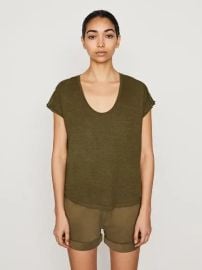 Frame Easy Scoop Tee in Moss at Frame