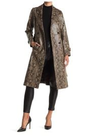 Frame Emossed Snake Print Leather Trench Coat at Nordstrom Rack