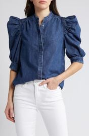 Frame Gillian Denim Puff Sleeve Top at Nordstrom