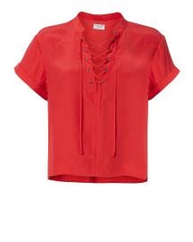 Frame Lace-Up Neckline Blouse at Intermix