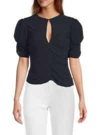 Frame Pleated Puff Sleeve Keyhole Top at Saks Off 5th