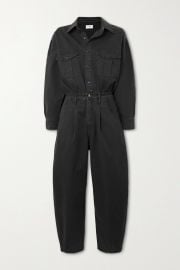 Frame Pleated stretch-denim jumpsuit at Net a Porter