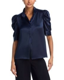 Frame Puff Sleeve Silk Blouse at Bloomingdales