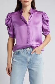 Frame Puff Sleeve Silk Button Up Shirt at Nordstrom Rack