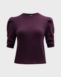 Frame Ruched Sleeve Recycled Cashmere Blend Sweater in Plum at Neiman Marcus