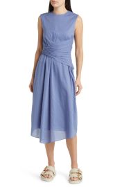 Frame Ruched Sleeveless Cotton Midi Dress at Nordstrom