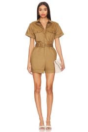 Frame Short Sleeve Utility Romper at Revolve