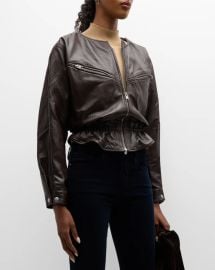 Frame Slouchy Leather Zip Jacket at Neiman Marcus