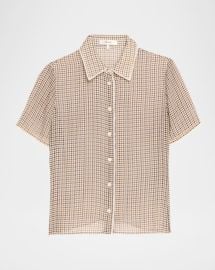 Frame The Houndstooth Silk Blouse at Neiman Marcus