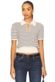 Frame The Keyhole Polo In Cream Multi at Revolve