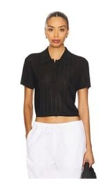 Frame The Ribbed Polo In Black at Revolve
