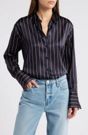 Frame The Standard Stripe Stretch Silk Button Up Shirt at Nordstrom Rack