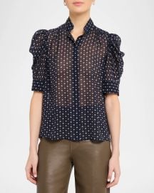 Frame The Tie Print Gillian Blouse at Neiman Marcus