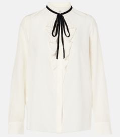 Frame Tie Ruffle Blouse at Mytheresa