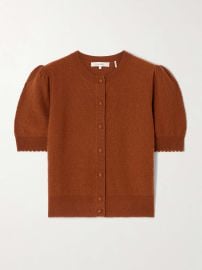 FrameThe Cashmere Pointelle Cardigan in Chestnut at Net a Porter