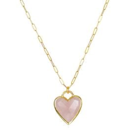 Framed Heart Necklace-Rose Quartz Amelia Rose Design at Amelia Rose