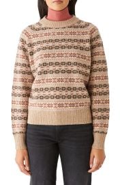 Frank And Oak Festive All Over Fair Isle Sweater in Chicory Coffee  at Nordstrom