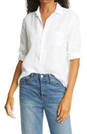 Frank Eileen Eileen Linen Button-Up Shirt in White Linen at Nordstrom