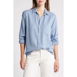 Frank Eileen Joedy Oversize Herringbone Button up Shirt In Blue Herringbone at Nordstrom
