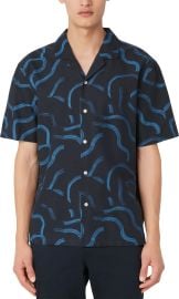 Frank Oak The Abstract Camp Collar Shirt in Deep Blue at Frank and Oak