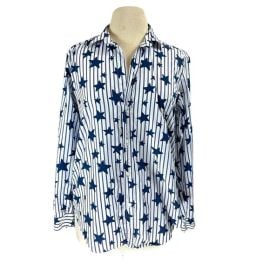 Frank Tops Frank Eileen Shirt Womens Medium Blue Stripe Italian Cotyon Button Down Causal Poshmark at Poshmark