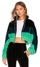 Frankie B Velvet Track Jacket in Green from Revolve com at Revolve