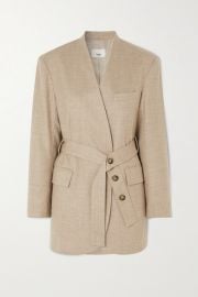 Frankie Shop - Belted wool-blend wrap blazer at Net A Porter