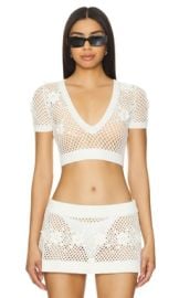 Frankies Bikinis Adaline Crochet Top In White at Revolve
