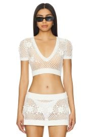 Frankies Bikinis Adaline Crochet Top In White at Revolve