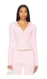 Frankies Bikinis Heritage Cloud Knit Hoodie In Cozy Pink at Revolve