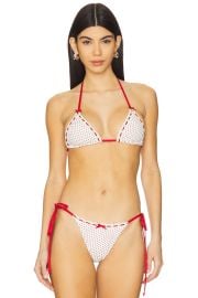 Frankies Bikinis X Bella Hadid Nick Bikini Top In Strawberry Polka Dot at Revolve