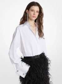 Frayed Cotton Poplin French Cuff Shirt at Michael Kors