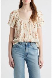 Frederica Floral Embroidered Organic Cotton Voile Top at Nordstrom
