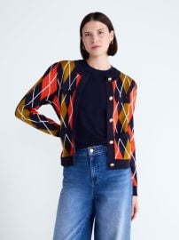 Free Assembly Women\'s and Women\'s Plus Argyle Cardigan Sweater with Puff Sleeves, Midweight, Sizes XS-4X - Walmart.com at Walmart